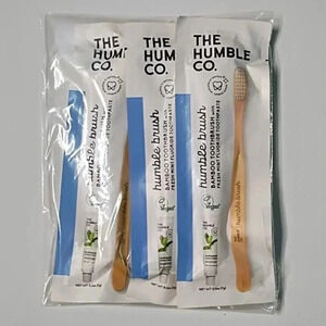 Bamboo Biodegradable Toothbrush Mint Toothpaste The Humble Co. 3-Pack